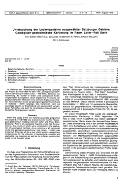 Geologisch-Geotechnische Kartierung Im Raum Lofer-Paß Stein Von DIETERBECHTOLD,JOHANNESKLEBERGER& PETER-JÜRGENMÜLLER*) Mit 5 Abbildungen