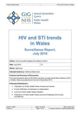 HIV and STI Trends in Wales