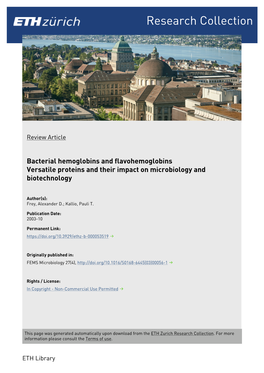 Bacterial Hemoglobins and Flavohemoglobins Versatile Proteins and Their Impact on Microbiology and Biotechnology