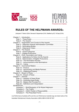 Rules of the Helpmann Awards®