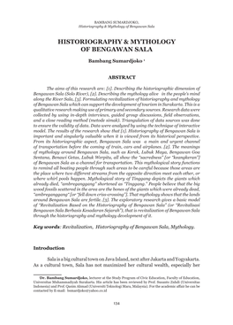 Historiography & Mythology of Bengawan Sala