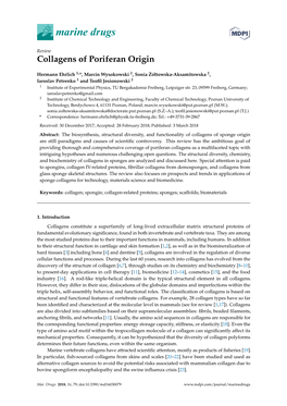 Collagens of Poriferan Origin