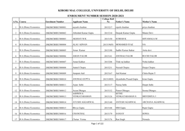 KIRORI MAL COLLEGE, UNIVERSITY of DELHI, DELHI ENROLMENT NUMBER SESSION 2020-2021 College Roll S.No