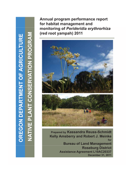 Habitat Management and Monitoring of Perideridia Erythrorhiza 2011 1