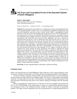 Soil Types and Geographical Forms of the Degraded Uplands of Bohol, Philippines