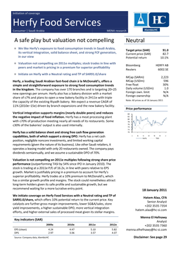 Herfy Food Services Consumer | Saudi Arabia MENA Research