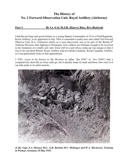 The History of No. 2 Forward Observation Unit, Royal Artillery (Airborne)