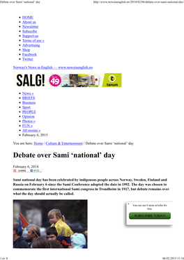 Debate Over Sami 'National'