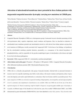 Alteration of Mitochondrial Membrane Inner Potential in Three Italian Patients With