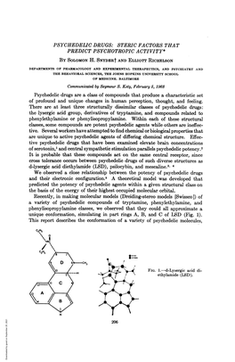 Phenylethylamine Or Phenylisopropylamine. Within Each of These Structural Classes, Some Compounds Are Potent Psychedelic Agents While Others Are Ineffec- Tive