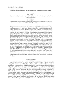 Incidence and Persistence of Reversed-Coiling in Quaternary Land Snails