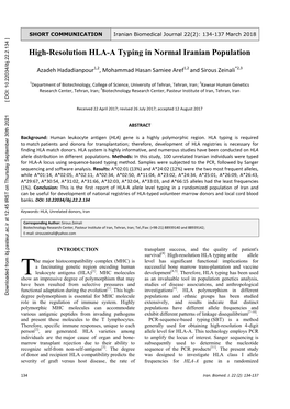 High-Resolution HLA-A Typing in Normal Iranian Population