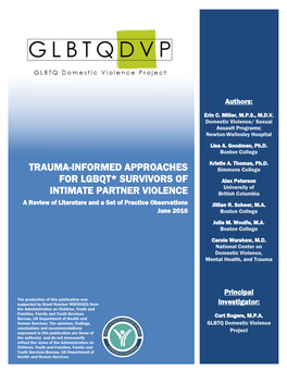 Trauma-Informed Approaches for LGBQT* Survivors of Intimate Partner Violence