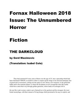 Fornax Halloween 2018 Issue: the Unnumbered Horror