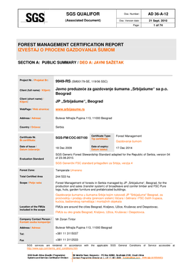 Sgs Qualifor Forest Management Certification