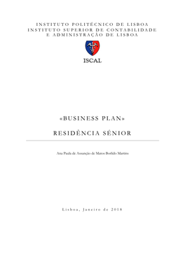 Business Plan» Residência Sénior