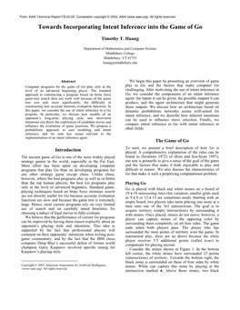 Towards Incorporating Intent Inference Into the Game of Go