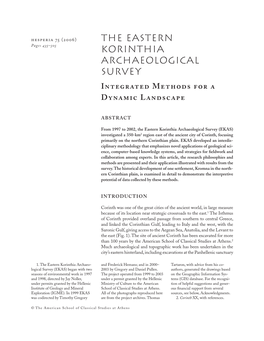 The Eastern Korinthia Archaeological Survey