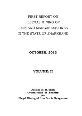 First Report on Illegal Mining of Iron and Manganese Ores in the State of Jharkhand