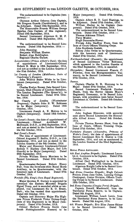 8616 Supplement to the London Gazette, 26 October, 1914