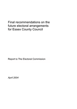 Final Recommendations on the Future Electoral Arrangements for Essex County Council