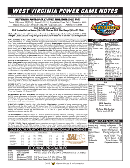 West Virginia Power Game Notes