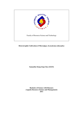 Heterotrophic Cultivation of Microalgae, Scenedesmus Dimorphus