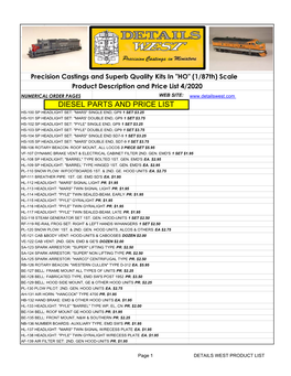 Scale Product Description and Price List 4/2020