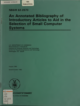 An Annotated Bibliography of Introductory Articles to Aid in the Selection of Small Computer Systems