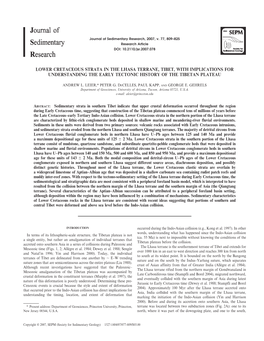 Lower Cretaceous Strata in the Lhasa Terrane, Tibet, with Implications for Understanding the Early Tectonic History of the Tibetan Plateau