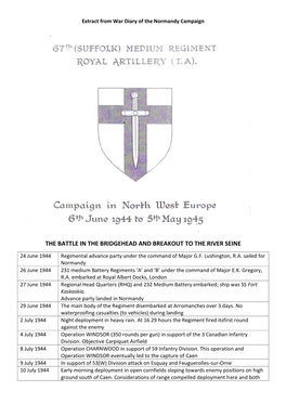 The Battle in the Bridgehead and Breakout to the River Seine