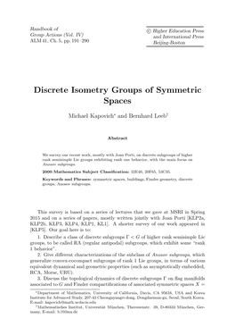 Discrete Isometry Groups of Symmetric Spaces