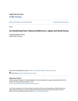 Historical Memory in Japan and South Korea