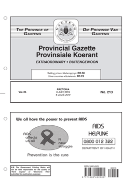 Provincial Gazette Provinsiale Koerant EXTRAORDINARY • BUITENGEWOON