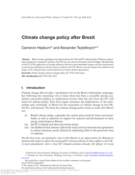 Climate Change Policy After Brexit