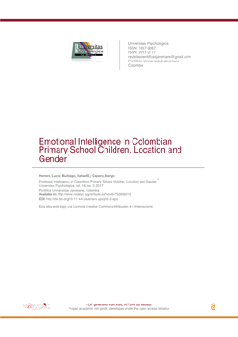 Emotional Intelligence in Colombian Primary School Children. Location and Gender *