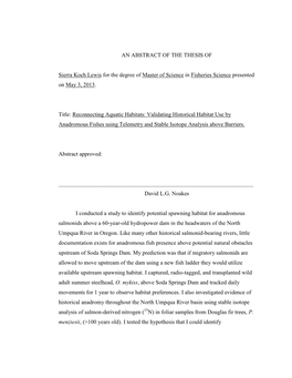 Reconnecting Aquatic Habitats: Validating Historical Habitat Use by Anadromous Fishes Using Telemetry and Stable Isotope Analysis Above Barriers