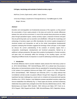 Cell Types, Morphology and Evolution of Animal Excretory Organs