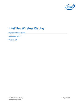 Intel® Pro Wireless Display (Pro Widi) Implementation Guide