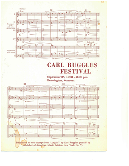 CARL RUGGLES FESTIVAL September 29, 1968 •• 8:00 P.M