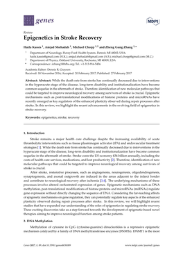 Epigenetics in Stroke Recovery