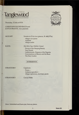 Boston Symphony Orchestra Concert Programs, Summer, 1984