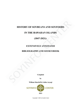 History of Soybeans and Soyfoods in the Hawaiian Islands (1847-2021)