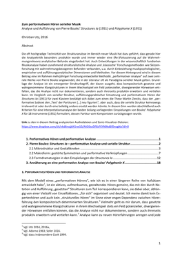 1 Zum Performativem Hören Serieller Musik Analyse Und Aufführung Von