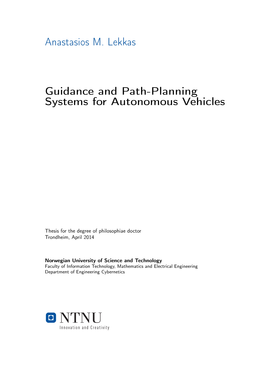 Guidance and Path-Planning Systems for Autonomous Vehicles