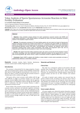 Value Analysis of Sperm Spontaneous Acrosome Reaction in Male Fertility Evaluation