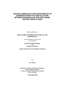 Texture Mineralogy and Geochemistry of Sediments from the Coastal