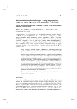 Habitat Variability and Classification of Utricularia Communities: Comparison of Peat Depressions in Slovakia and the Třeboň Basin