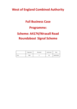 West of England Combined Authority Full Business Case Programme