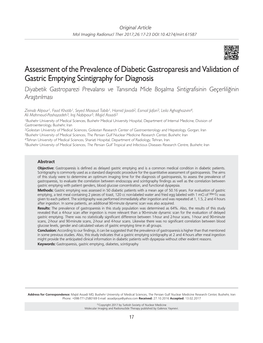 Assessment of the Prevalence of Diabetic Gastroparesis And